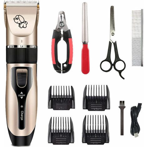 Rechargeable, low-noise, cordless pet grooming clipper for dogs, cats, and rabbits, Type 3. (1/5)