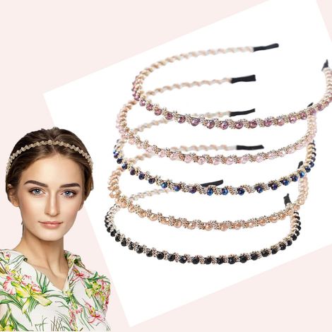 5 Pièces Sert Tete Femme, Serre Tete Fille, Cheveux Accessoires Femme, Bandeaux Cristal Pour Filles Décoration, Danse, Fête, Vêtements De Tous Les Jours, Travail (1/5)