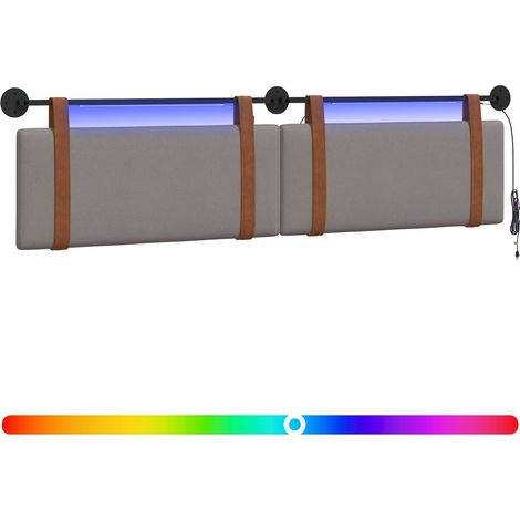 Hanging Headboard with LED Light Taupe Antique PU vidaXL