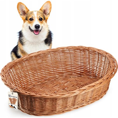 KADAX Hundebett aus Korbgeflecht, 65 cm, Korbgeflecht, M