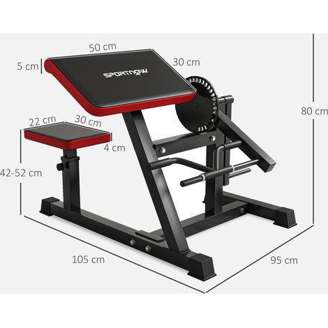 Banc de musculation pour biceps et triceps, 5 réglages de siège, 25 angles, acier et similicuir, noir (1/5)