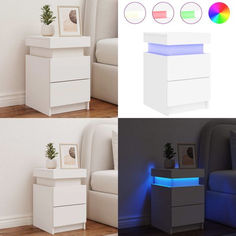 Nachttisch mit LED-Leuchten Weiß 35x39x55 cm - Nachtisch - Nachttischlampe - Wohnzimmerdeko - Schlafzimmereinrichtung - Beleuchtung - Home & Living