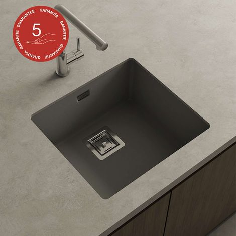 Cuve sous plan POALGI, ZIE 181, Granit, Gris Ash, 50 cm, 1 bac (1/4)