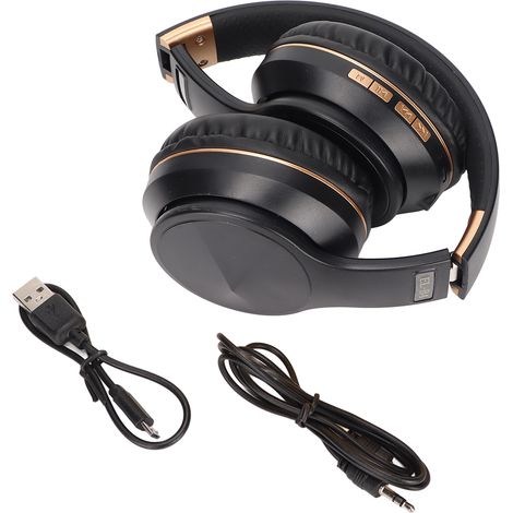 Casque Bluetooth ELB4 Multifonction Pliable Sans Fil pour Sport et Jeu (Noir Doré) (1/5)