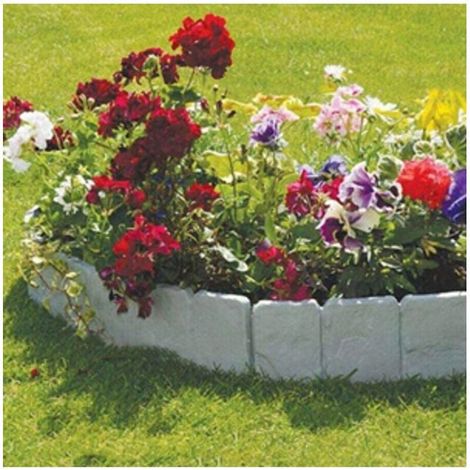 Bordure de pelouse de jardin, 20 pièces de bordure de plante de clôture en pierre flexible en plastique gris, bordure d'herbe décorative pour pelouse, paysage, patio, lits de jardin (1/4)