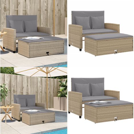 Gartensofa mit Kissen 2-Sitzer Beige Poly Rattan - Outdoor-Sofa - Gartensofa - Relaxsessel - Lounge Set - Rattan-Sofa - Home & Living (1/5)