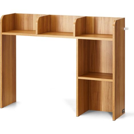 Étagère en bois à 2 niveaux 94,5 x 24,1 x 73,4 cm avec pieds antidérapants pour bureau maison ou chambre d'étudiant. (1/5)