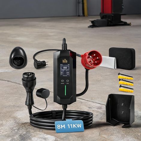 Recharge mobile pour voiture électrique 11 kW câble 8 m type 2 (1/5)