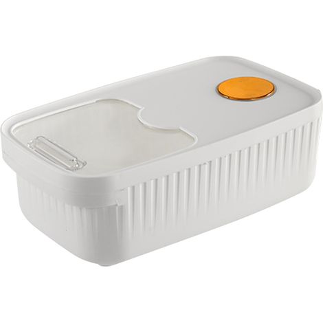 Contenitore in plastica ermetico di grande capacità con coperchio, per riso e farine di cereali, bianco, 5 kg / 11 libbre. (1/5)