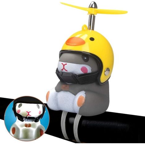 Casque de sonnette de vélo avec lumière mignonne hamster klaxon de vélo décoration de tableau de bord (casque de caneton) (1/4)