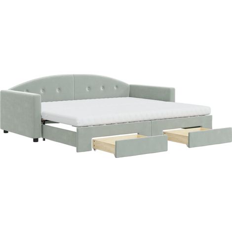 Maison Exclusive - Divano Letto Estraibile Cassetti Grigio Chiaro 90x200cm Velluto