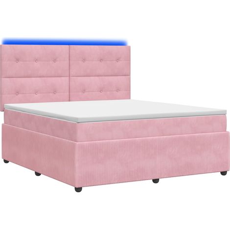 Maison Exclusive - LED Boxspringbett mit Matratze Rosa 180 x 200 (1/5)