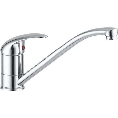 Eurorama Miscelatore Lavello Diritto ottone cromato cartuccia 40 mm collo girevole tubi flessibili F3-8'' M10x1 colore Cromo