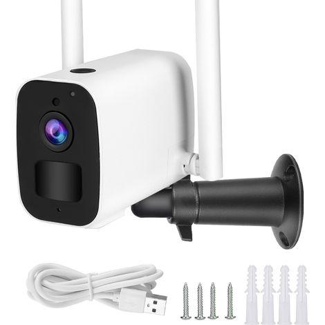 Caméra WiFi 1080P, vision nocturne PIR, angle large 114°, IP65 étanche, pour sécurité domestique, compatible Tuya (1/5)