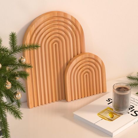 2PCS Planches en Bois Décoratives, Plat Service Repas, Étagère Murale pour Décoration de Chambre, Cuisine, Salon, Bureau (1/5)