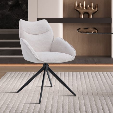 Chaise pivotante en tissu beige MAYOTTE (lot de 2) (1/5)