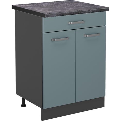 Mueble bajo de cocina R-Line, Gris azulado, 60 cm , ET Antracita, Vicco (1/5)