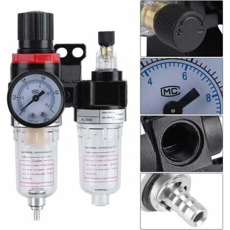 NALOOKAMIC Séparateur Huile-Eau - 1/4 '' Régulateur de Filtre à air Lubrificateur Séparateur d'huile avec piège à humidité du compresseur Séparateur d'huile, Filtre de compresseur--TRIMEC (1/4)