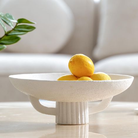 Bol décoratif en résine blanche pour décoration d'intérieur bohème moderne, 28,4 cm, grand bol à fruits de cuisine, porte-clés/pot-pourri pour table d'entrée, table basse, salle à manger (1/5)