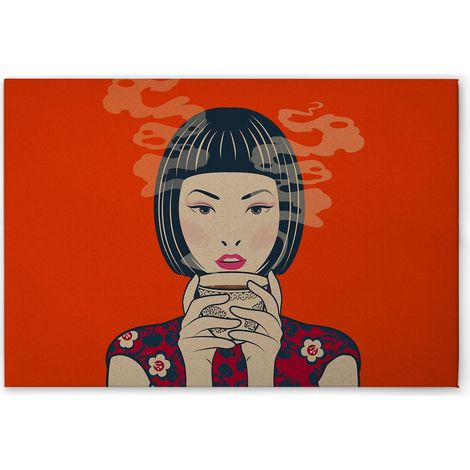 Leinwandbild Asiatisch M1-No.51004 - Kunstdruck auf Leinwand in Orange Rot - Wandbild 90 x 60 cm (1/5)
