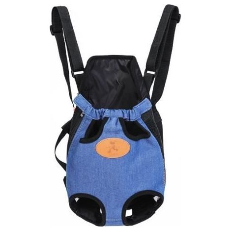 Sac à dos en maille pour animaux de compagnie,sac pour chat,respirant et léger,sac portable pour sortir,bleu denim,42x23x14cm (1/4)
