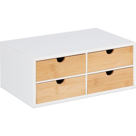 Pratica scatola portaoggetti a 4 cassetti in stile scandinavo per ufficio 40 x 30 x 20 cm in bambù naturale 130011314