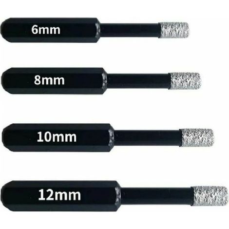 Ouylaf – Forets diamant professionnels pour carrelage, céramique, verre et pierre – Coffret de 4 mèches (6mm, 8mm, 10mm, 12mm) – Tige hexagonale anti-glisse (1/5)