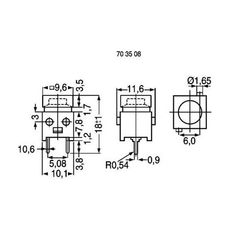 Bouton-poussoir TRU COMPONENTS DS660S-S BK 703524 100 V 1 A 1 x Off/(On) à rappel 1 pc(s) (1/2)