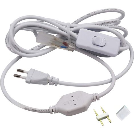 Interrupteur 220V 230V - Fiche 2 broches - Pas d'aiguille 13 mm - Prise standard EU - Câble d'alimentation de rechange pour bande LED 5050/2835 (1/2)