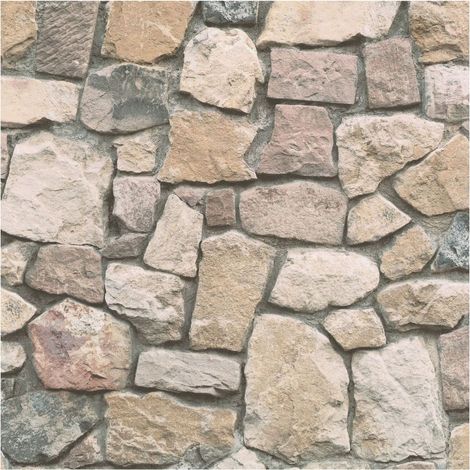 Natur Tapete Profhome 692412 Papiertapete leicht strukturiert in Steinoptik matt beige grau beige-rot 5,33 m2