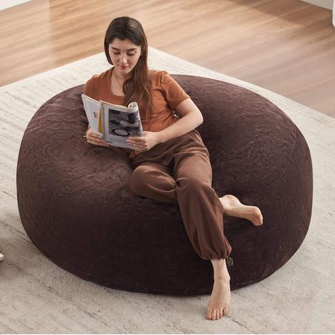 Fauteuil poire adulte 120x120x60 cm marron, compact et modulable, rembourrage en mousse MEUBLIV (1/5)