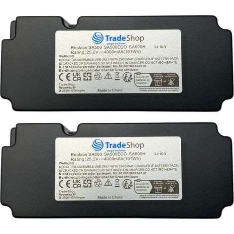 2x Trade-Shop Li-Ion Akku 25,2V 4000mAh für viele Yard Force, Mr. Gardener, Meec, Biltema, Ferrex, Florabest, G-Force Mähroboter Raenmäher (1/4)