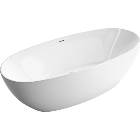 BERNSTEIN - Baignoire îlot moderne design acrylique pour salle de bain, isolation thermique - Blanc brillant - 170x80x58cm - Garantie 5 ans - BELAQUA