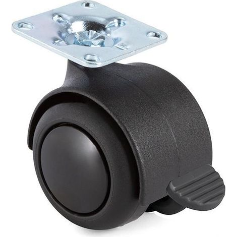 rueda giratoria modelo onixa con aro de goma ø50 con placa y freno