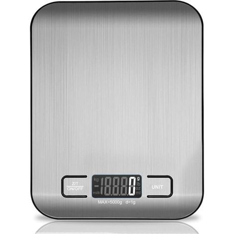 Bilancia da cucina digitale, bilancia elettronica da 5 kg in acciaio inox, bilancia per alimenti elegante e ultrasottile. (1/4)
