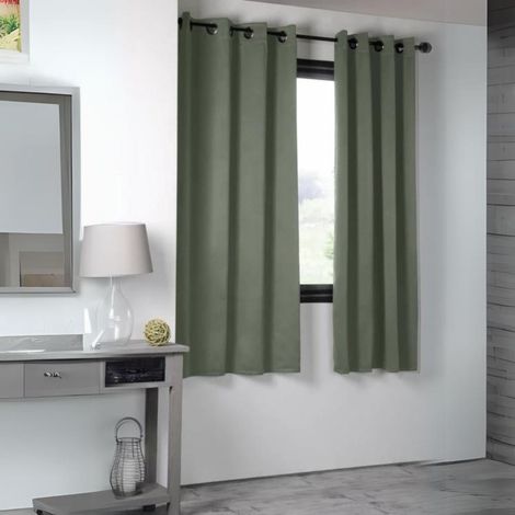 Rideau occultant uni 210gr/m2 Kaki 140x280 cm