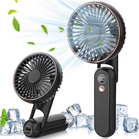 Ventilateur portable, mini ventilateur de bureau électrique USB, ventilateur portable rechargeable sur batterie (noir) (1/5)