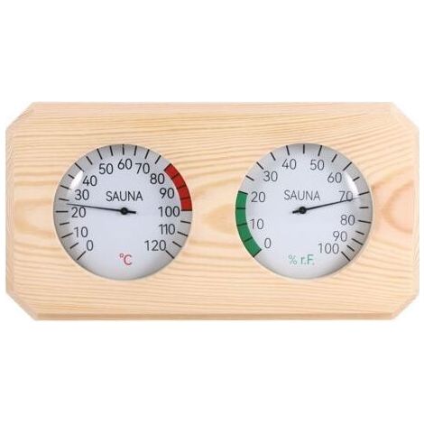 Thermomètre De Sauna 2 En 1, Thermo-Hygromètre En Bois, Haute Précision, Hygromètre En Bois Pour Sauna Fahrenheit, Accessoires Pour Hammam Sauna (1/5)