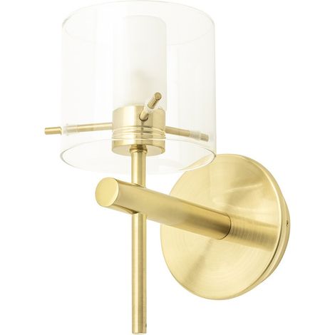 Litecraft Lincoln Wall Light Bathroom 1 Arm With Clear Shade - Satin Brass (1/5)