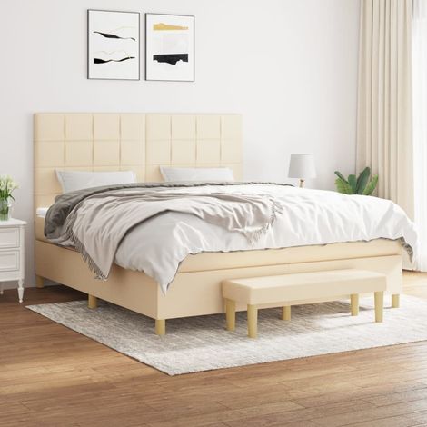 Boxspringbett mit Matratze Creme 180x200 cm Stoff (1/5)