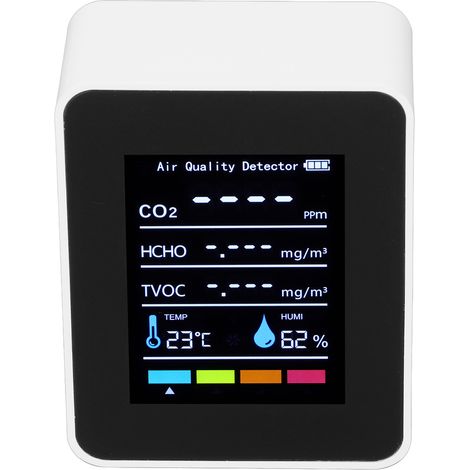 Moniteur de qualité de l'air à semi-conducteur blanc haute résolution avec capteur de CO2 (1/5)