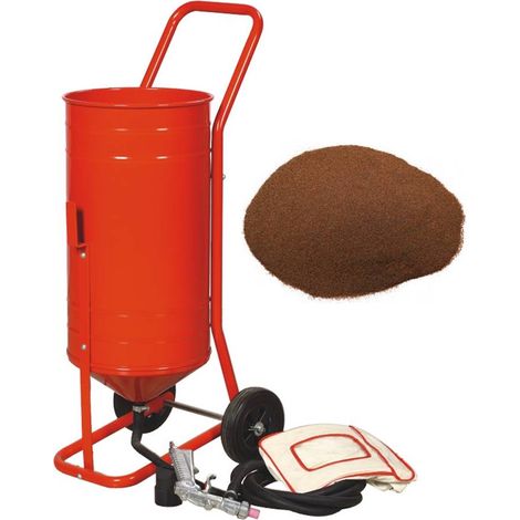 Sableuse Aérogommeuse mobile sur Roulettes 56,70L 90lb 41kg + Sac 20kg Abrasif Garnet 120A+