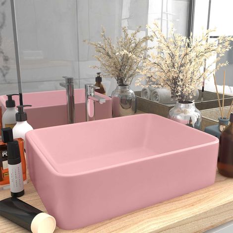 147043 vidaXL Luxury Wash Basin Matt Pink 41x30x12 cm Ceramic (1/5)