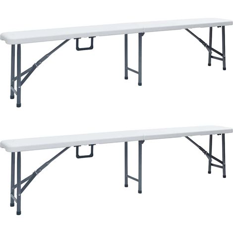 vidaXL Bancs de jardin pliables lot de 2 180 cm PEHD Blanc (1/5)