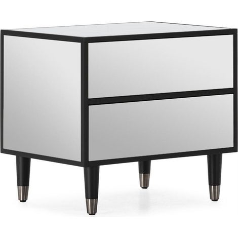 Table de chevet miroir noir glamour - Noir et miroir transparent (1/5)