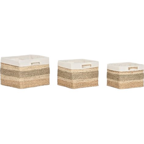 Cesta Set 3 Seagrass Tela 45X45X20 Natural (1/4)