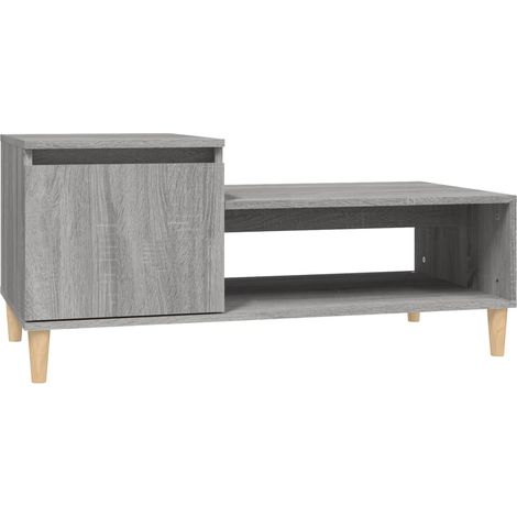 Table basse look minimaliste avec compartiment et étagère 100 x 50 x 45 cm bois d'ingénierie gris DEC039952 (1/5)
