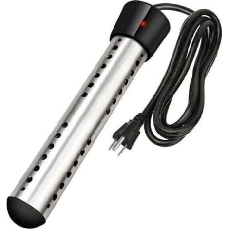 1500 Watt Black Rapid Immersion Water Heater with Stainless Steel Protective Cover and Temperature Gauge, Suitable for Hot Tubs, Inflatable Pools, Bathtubs and Wooden Buckets.