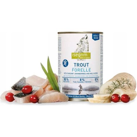 Isegrim Premium Nassfutter für ausgewachsene Hunde, Forelle, Pastinake, 400 g