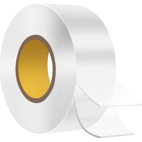 Ruban Nano Double Face Transparent Ultra Puissant 5 m, Extra Fort, Lavable, Réutilisable, Amovible, Sans Résidu, Antidérapant, Multifonction, Sans Perçage (1/5)